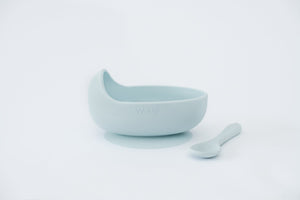 Duck egg blue bowl and spoon set- Silicone