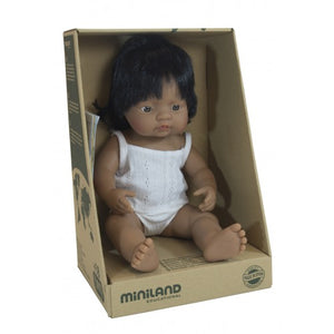 Miniland Doll- Anatomically Correct, Latin American Girl, 38cm