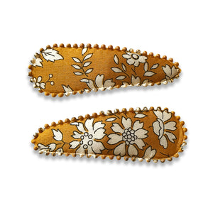 Mustard and Cream Floral set of two hair clips