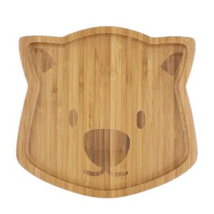 Bamboo plate in the shape of a wombat face