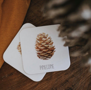 Woodland memory card with pinecone on it