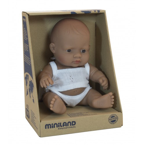 Miniland Latin American Baby doll in box