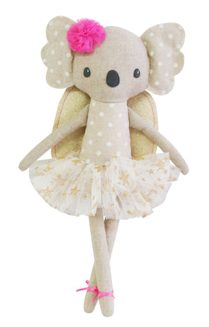 Koala Doll with Angel Wings and flower in her hair