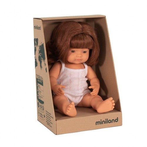 Miniland Doll- Anatomically Correct, Caucasian Girl, Red Head, 38cm